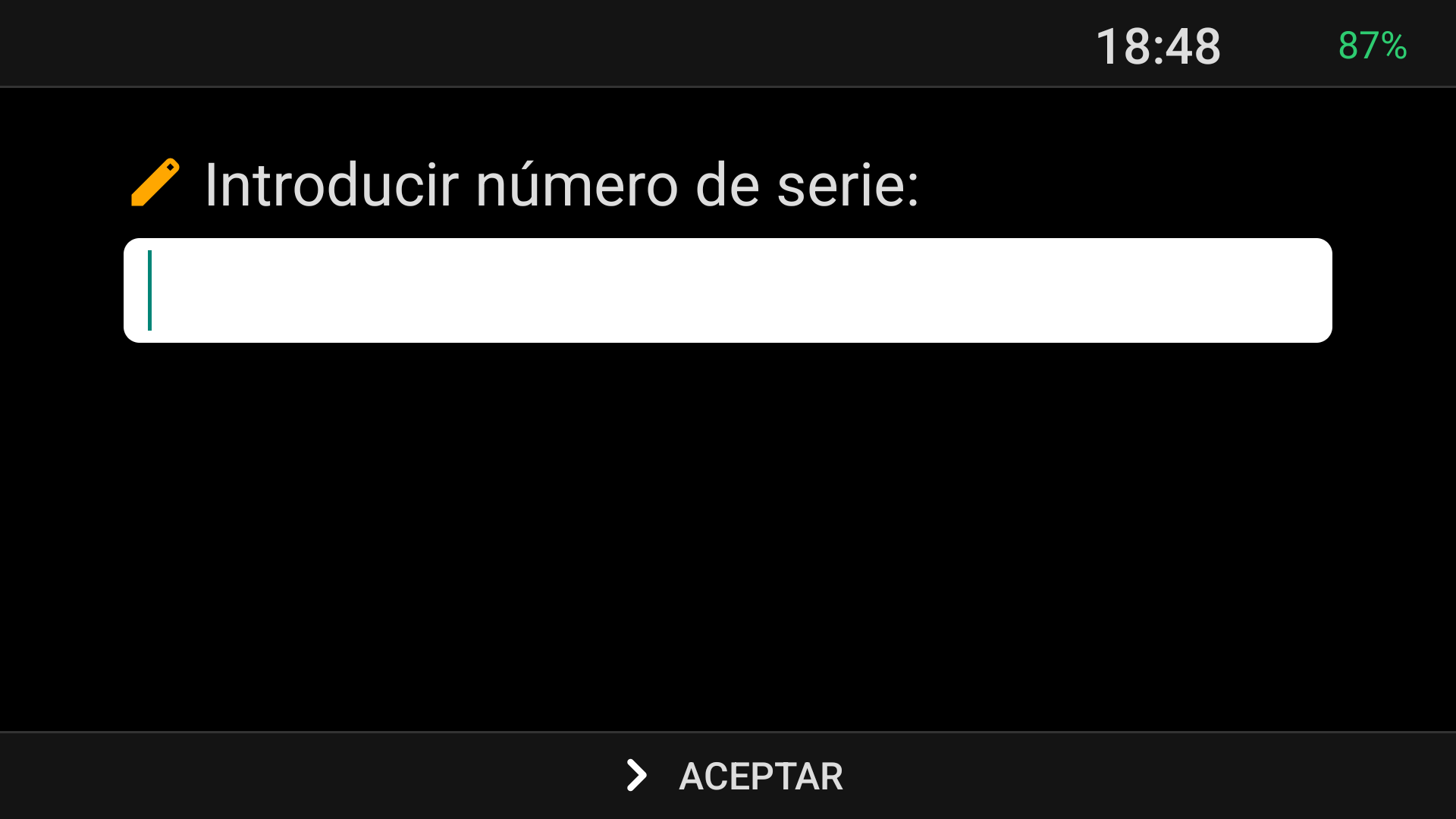 Pantalla para introducir el número de serie en Moto Media Link