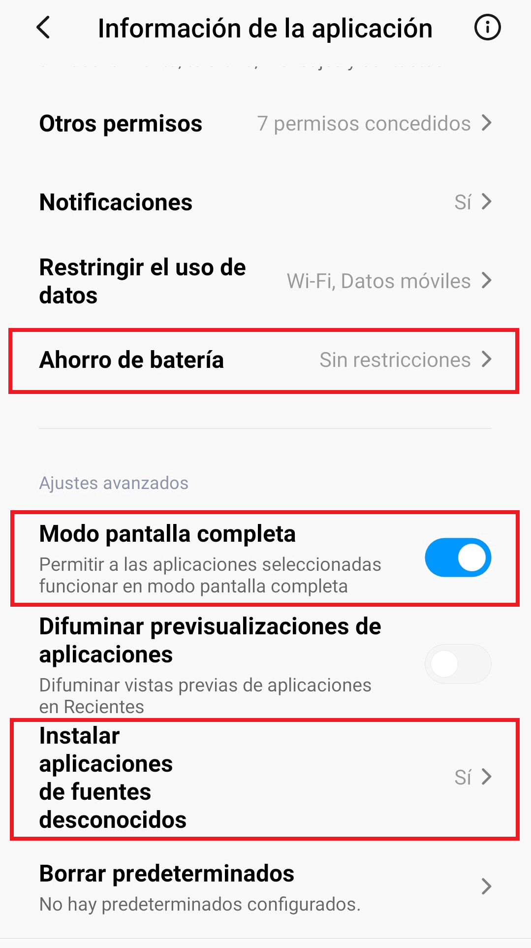 Ajustes de aplicación Moto Media Link en Xiaomi