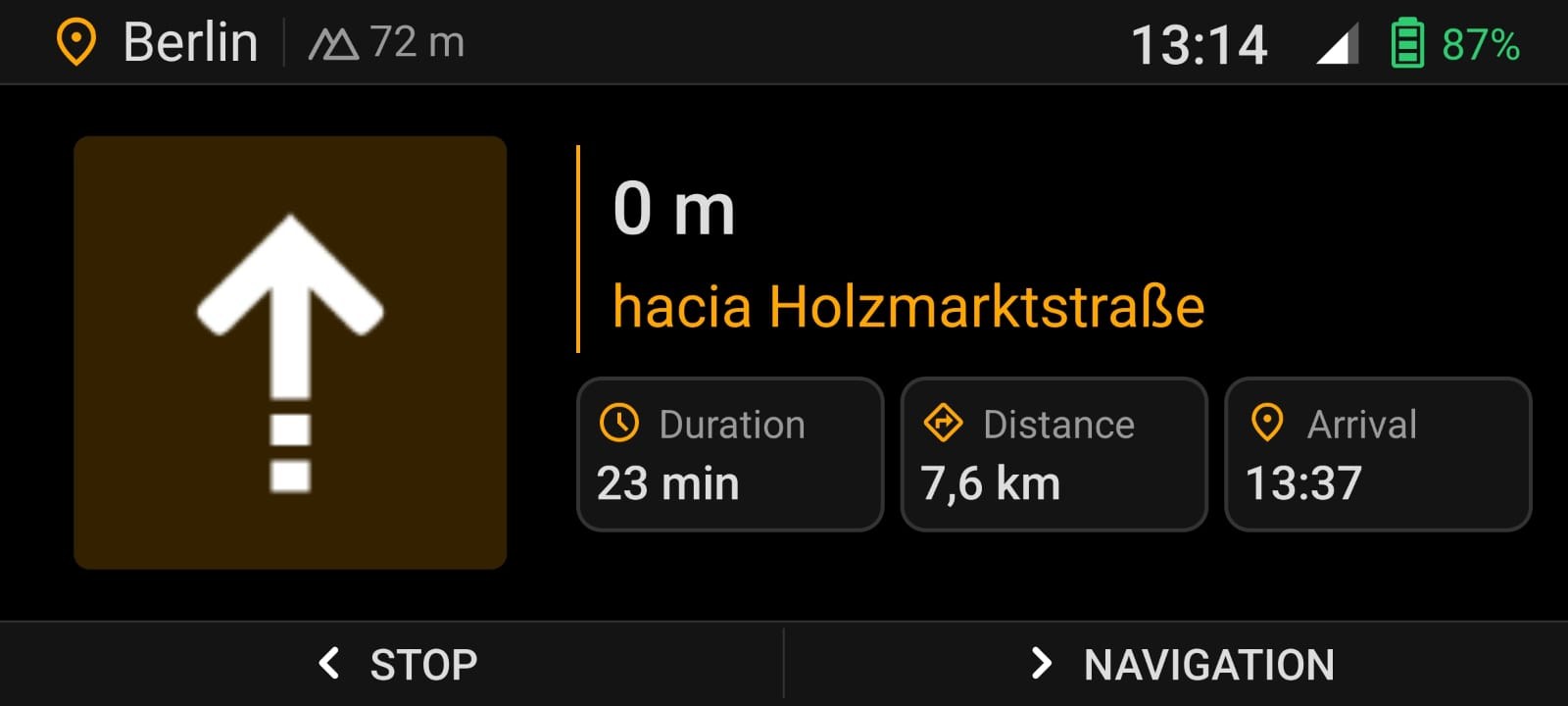 Pantalla de navegación Maps