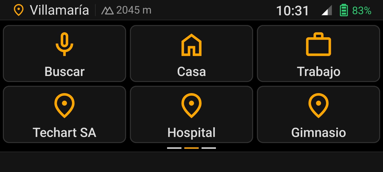 Sección de búsqueda y favoritos de OsmAnd en Moto Media Link