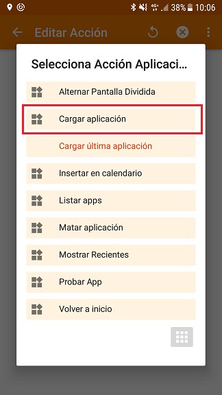 Acción Cargar aplicación en Tasker