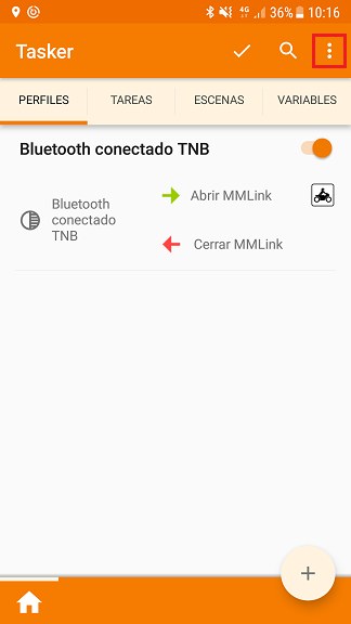Menú de Tasker