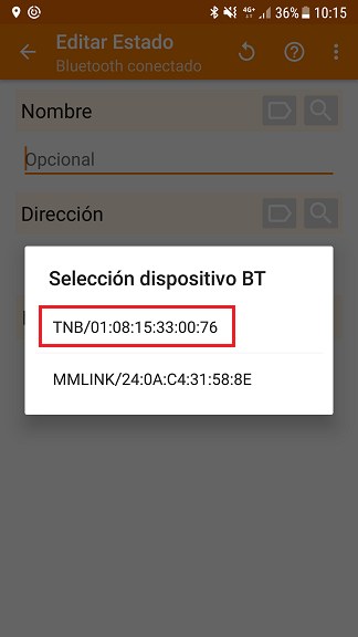 Seleccionar intercomunicador Bluetooth en Tasker