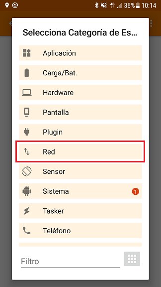 Categoría Red en Tasker